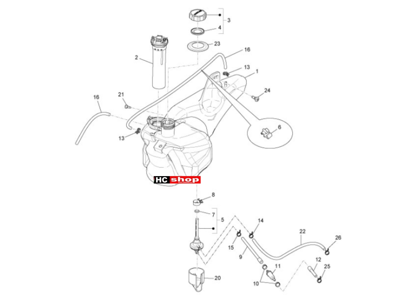 Piaggio Liberty 125 2V Fahrgestell Benzintank