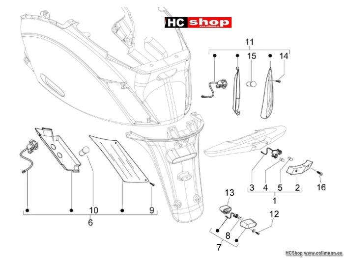 Piaggio Zip 50 SP Hinterleuchten - Blinkleuchten