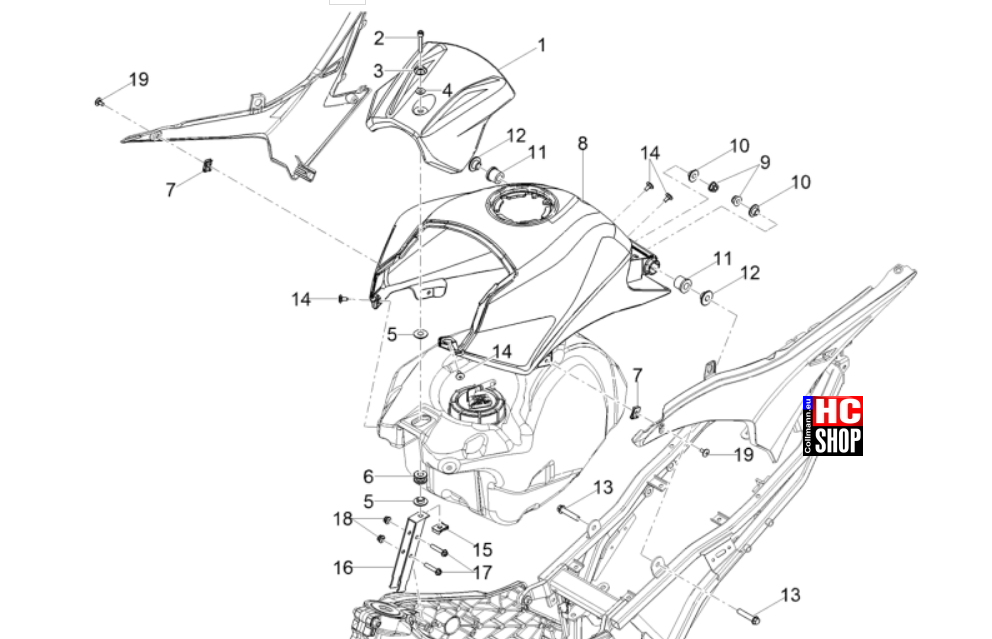 Aprilia RS 125 E5+ - Aufbau - Tankabdeckung