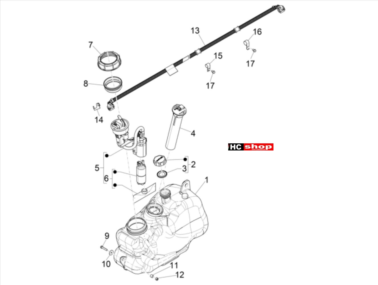 Piaggio MP3 500 Maxi Sport Business ABS -Fahrgestell-Karosserie - Benzintank