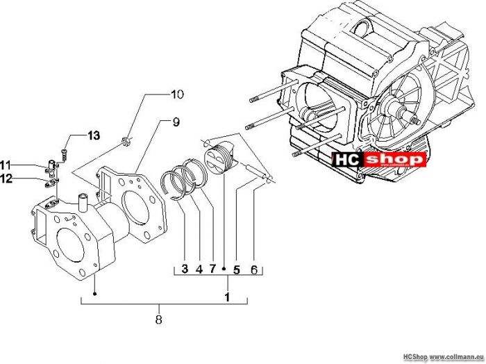 Piaggio Einheit Zylinder-Kolben-Kolbenbolzen X9 500