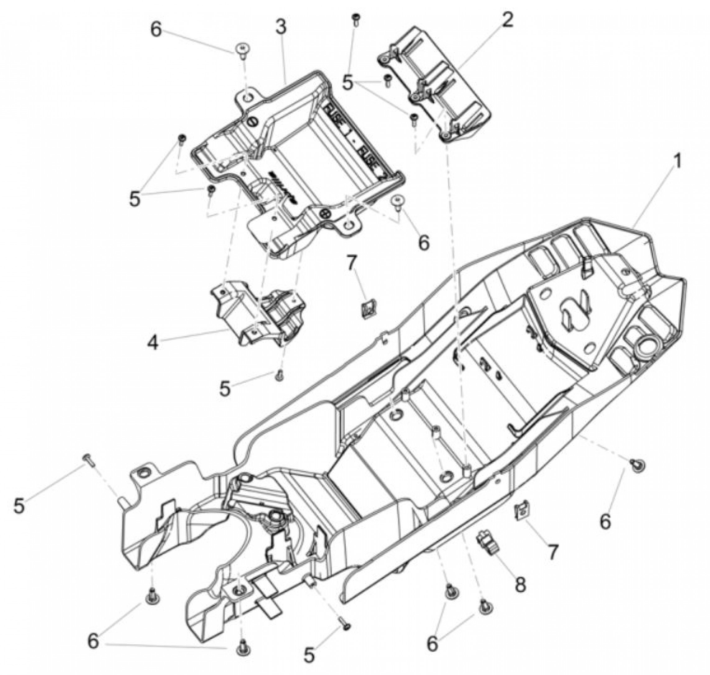 Explosionszeichnung Aprilia RS 660 / RS 660 E5+ / RS 660 Factory E5+ Sitzunterverkleidung