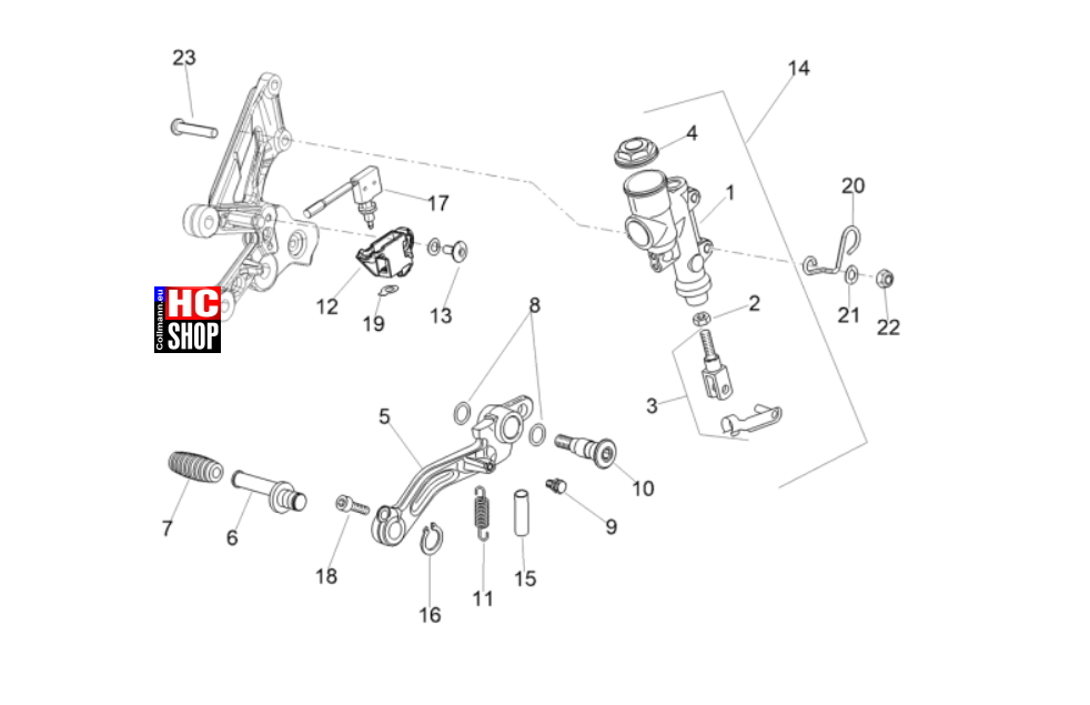 Aprilia Tuono V4 Factory 1100 E5+ - Bremsanlage - Hinterradbremspumpe