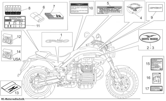 Moto Guzzi Aufkleber-Deko Griso V IE 1100