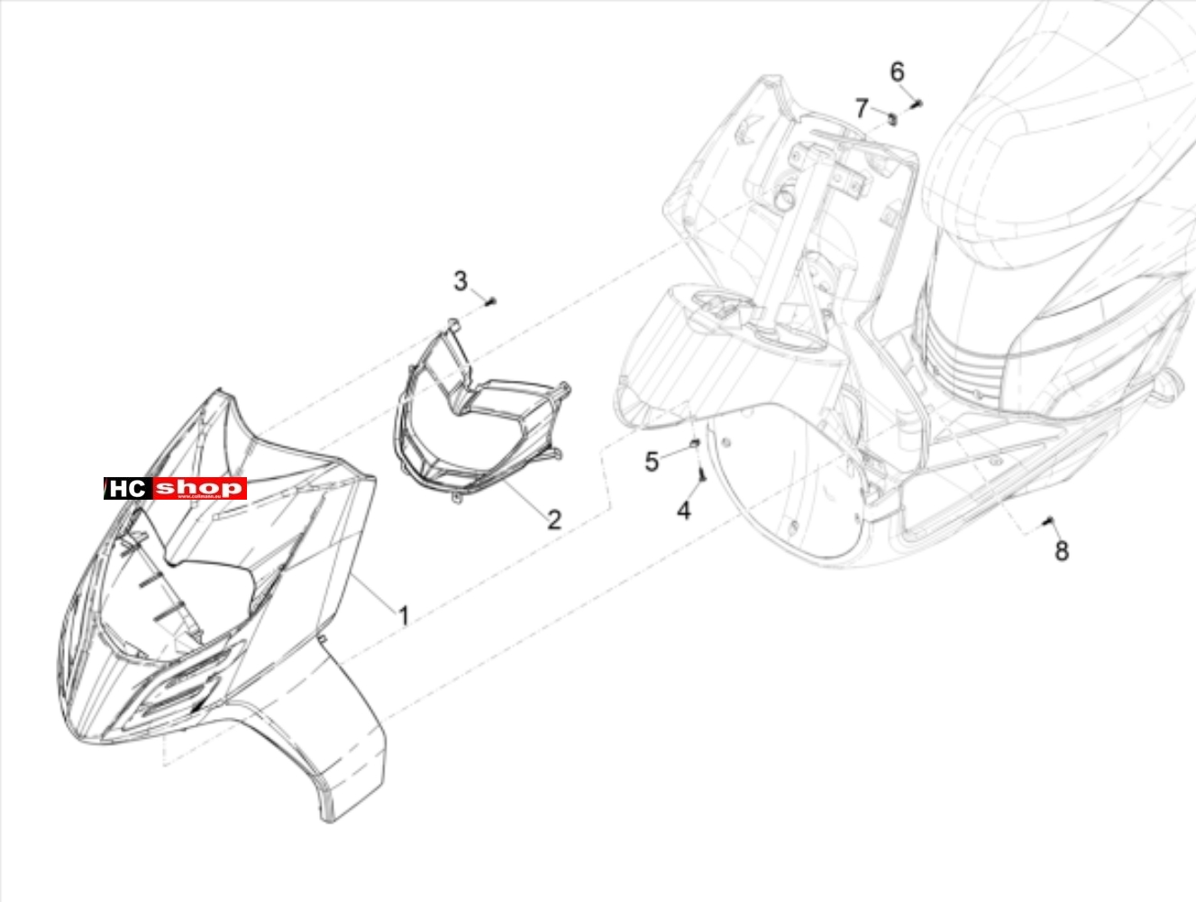 Piaggio TPH 50 2T E4 - Fahrgestell Frontschild