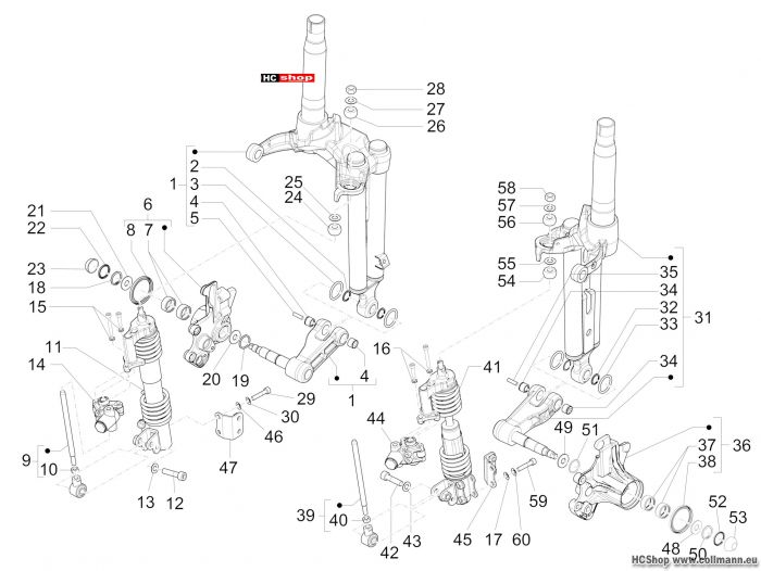 Piaggio MP3 300 Componenti della forcella (Mingxing)