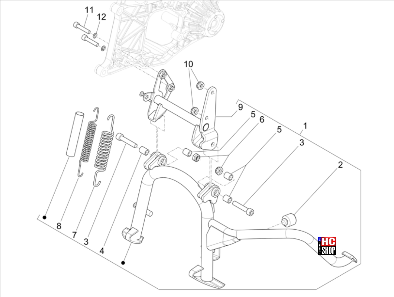 Piaggio MP3 530 hpe Exclusive E5 Fahrgestell Kippständer