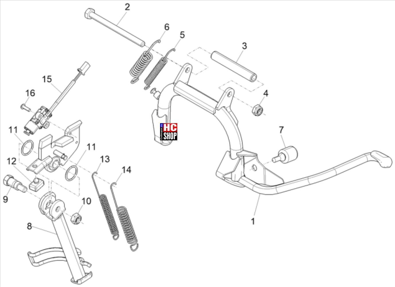 Beverly 300 HPE E5 - Fahrgestell - Kippständer