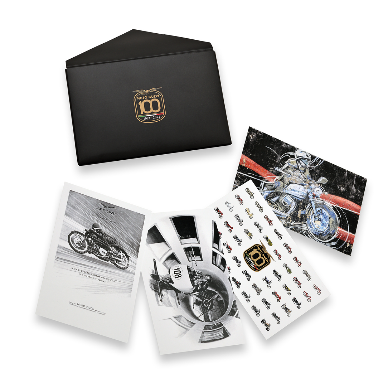 Moto Guzzi Postkarten Centenario, 4er-Set, 130 x 90 mm