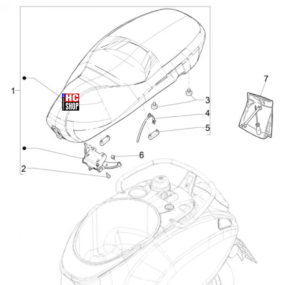 Vespa Elettrica 70KmH E5 Karosserie - Sitz