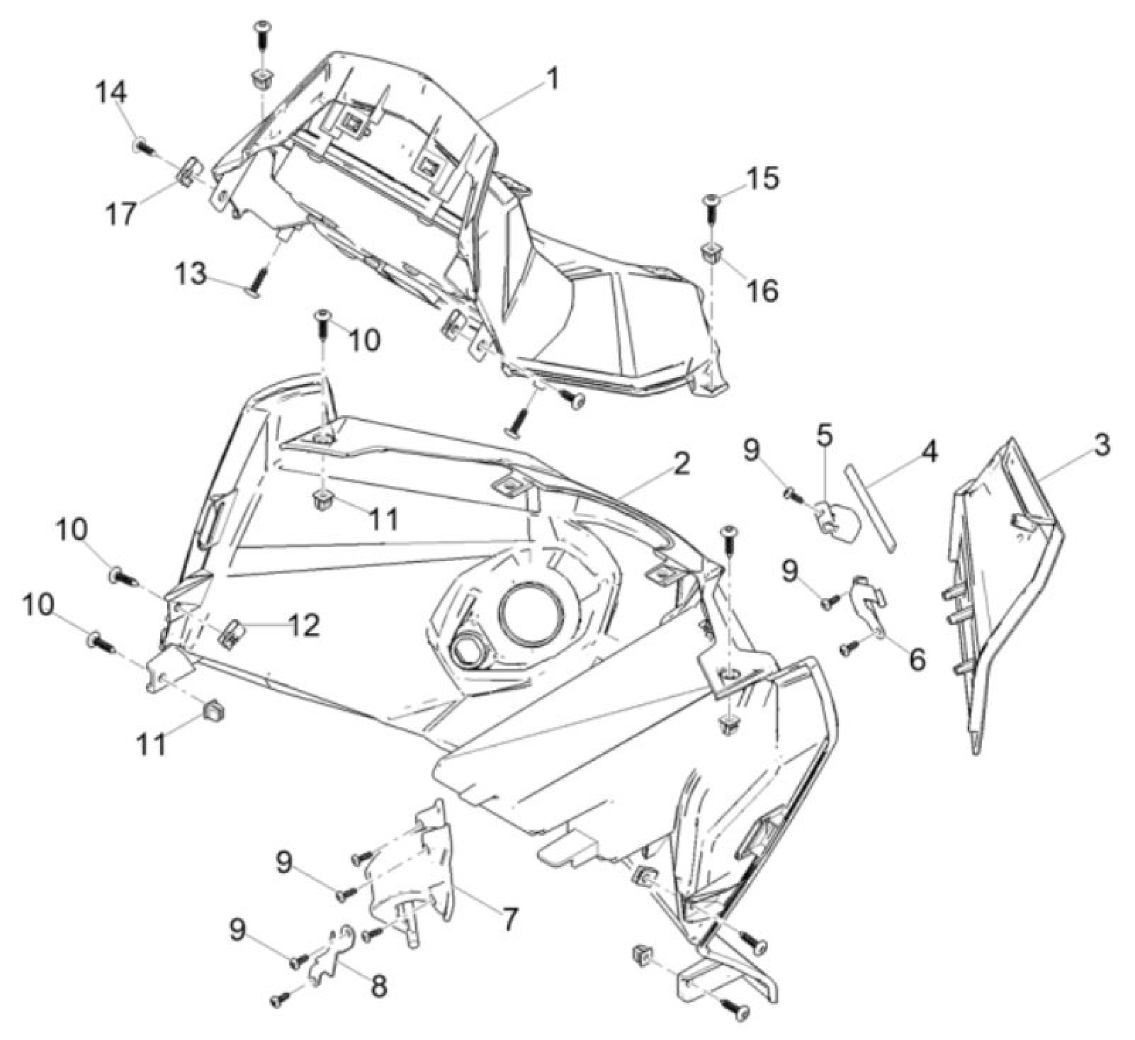 Explosionszeichnung Aprilia SR GT 125 / SR GT 200 Gepäckfach