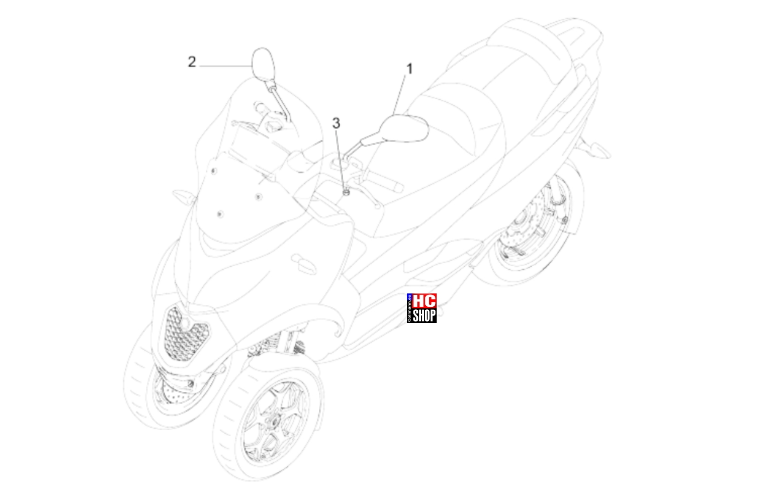 Piaggio MP3 500 Sport Advanced E5 Fahrgestell - Karosserie Rückspiegel
