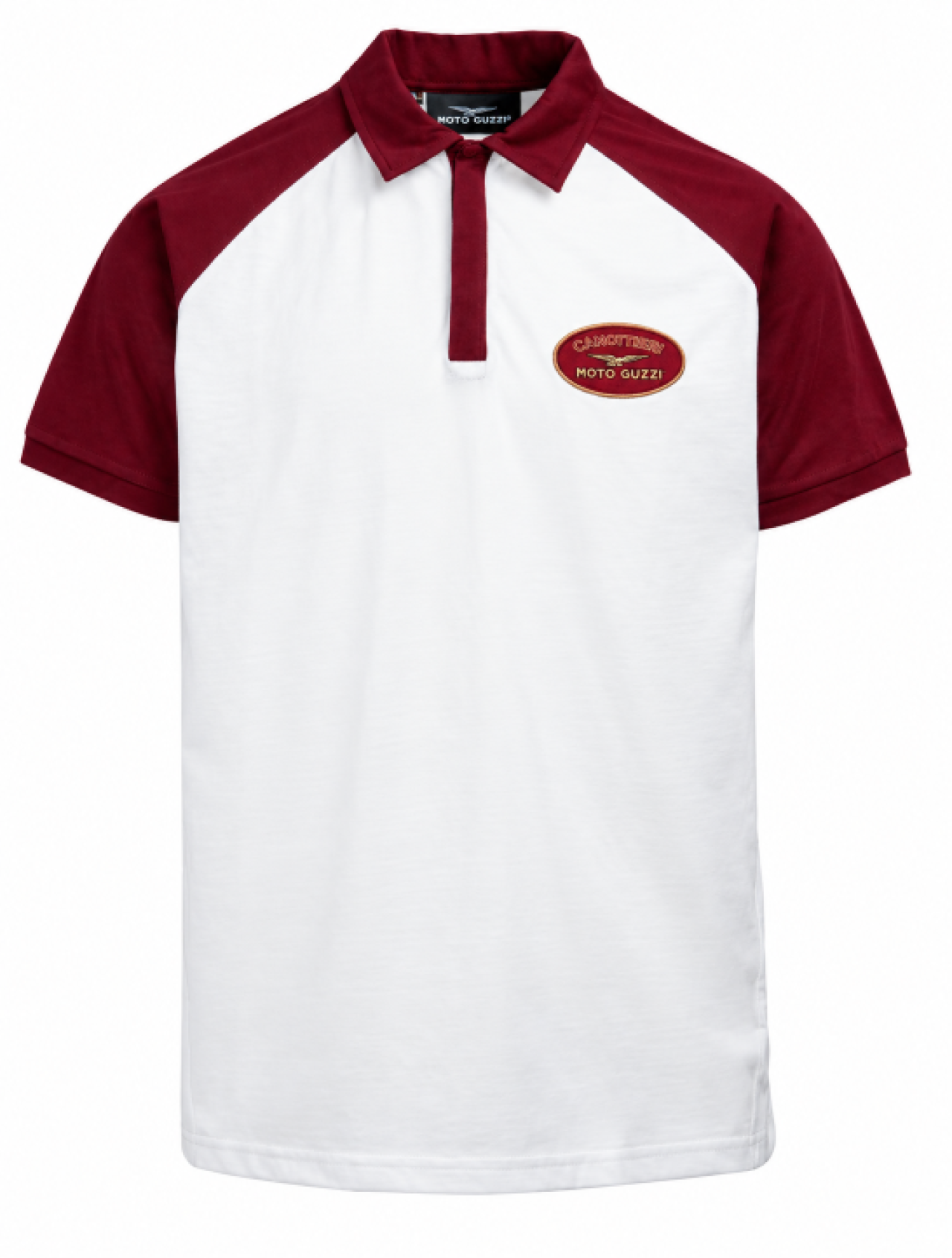 Moto Guzzi Polo-Shirt Canottieri, weiß mit roten Raglanärmeln