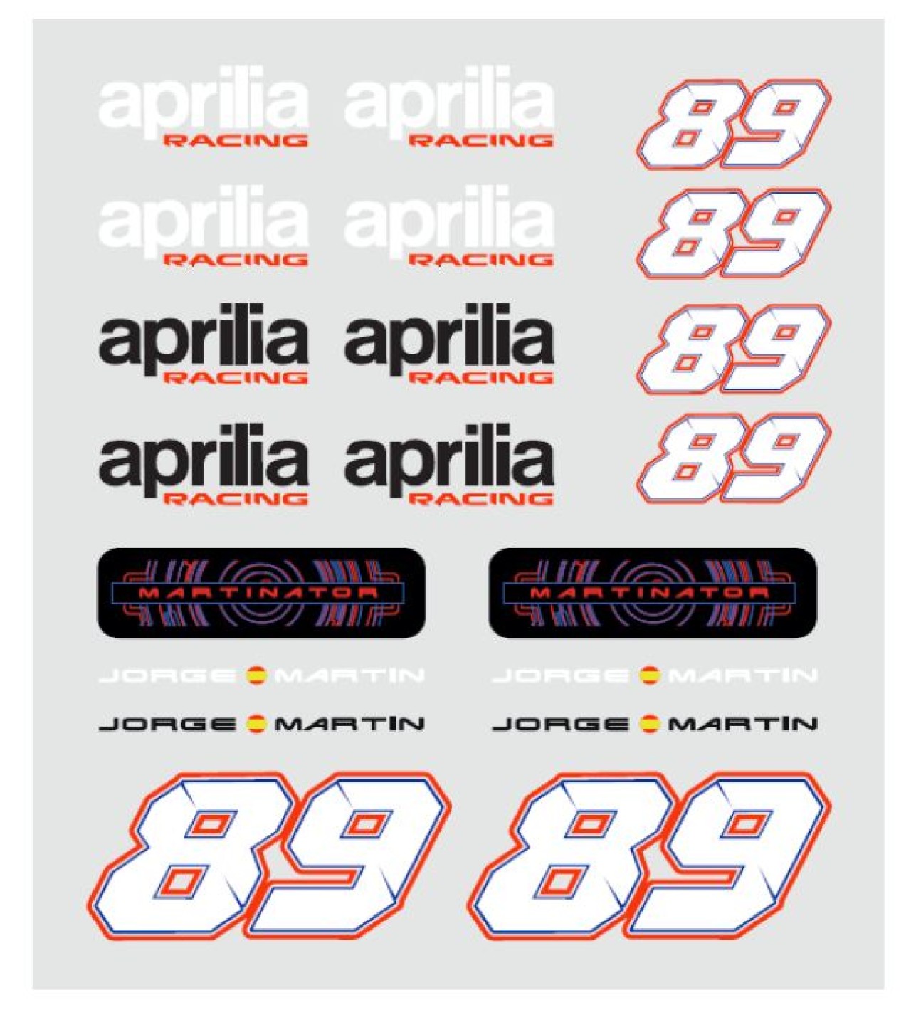 Aprilia Aufklebersatz Jorge Martin 200 x 240 mm