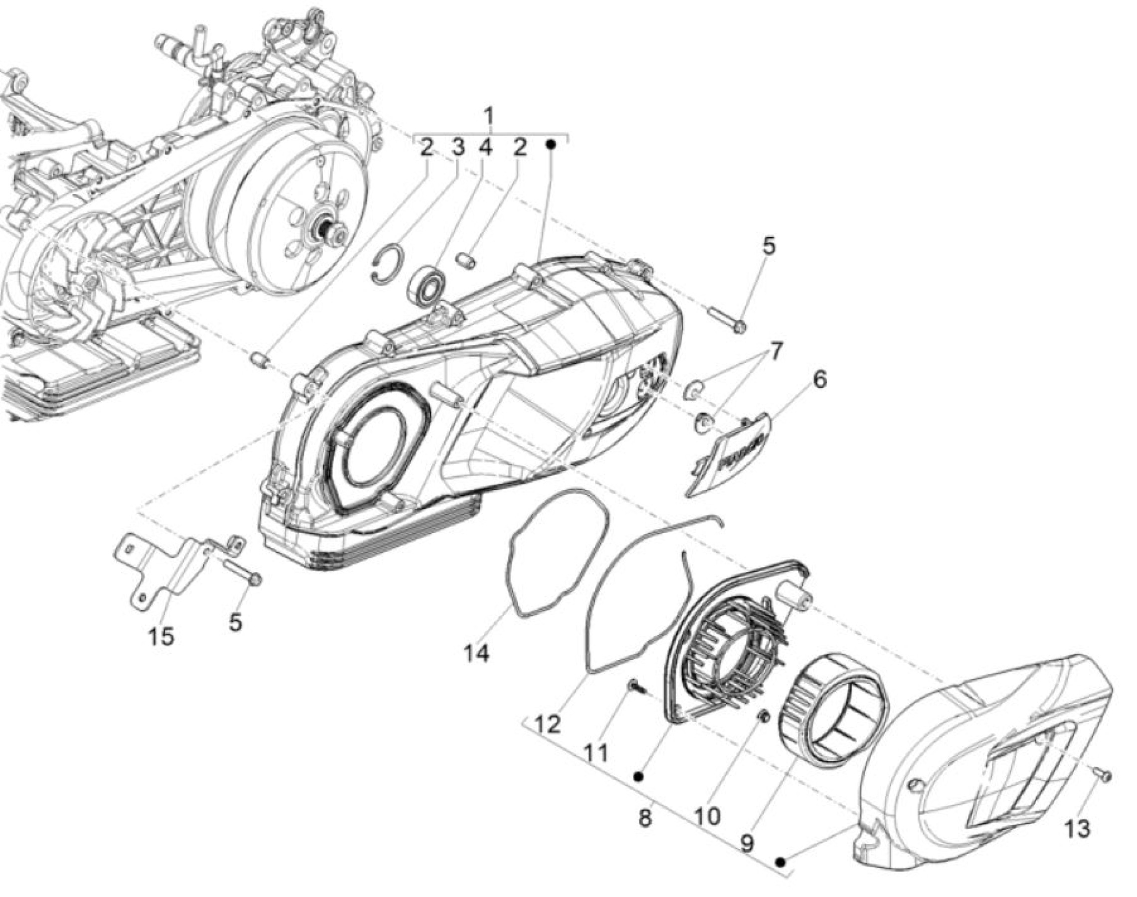 Explosionszeichnung Aprilia SR GT 125 / SR GT 200 Gehäusedeckel (2024–2025)