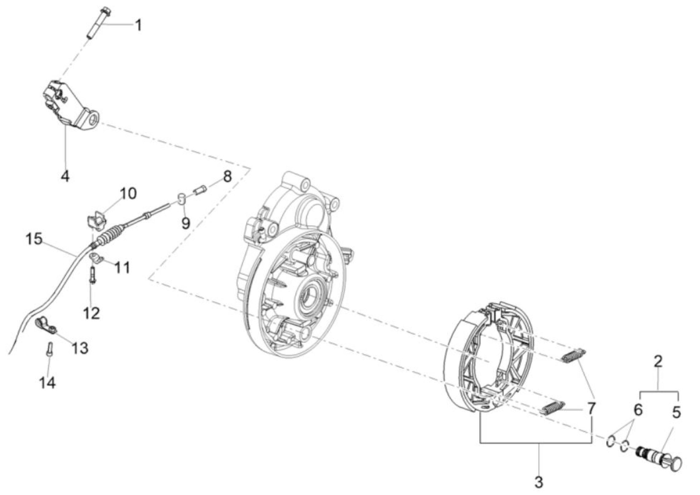 Explosionszeichnung Aprilia SXR 160 / SXR 50 Bremsanlage hinten