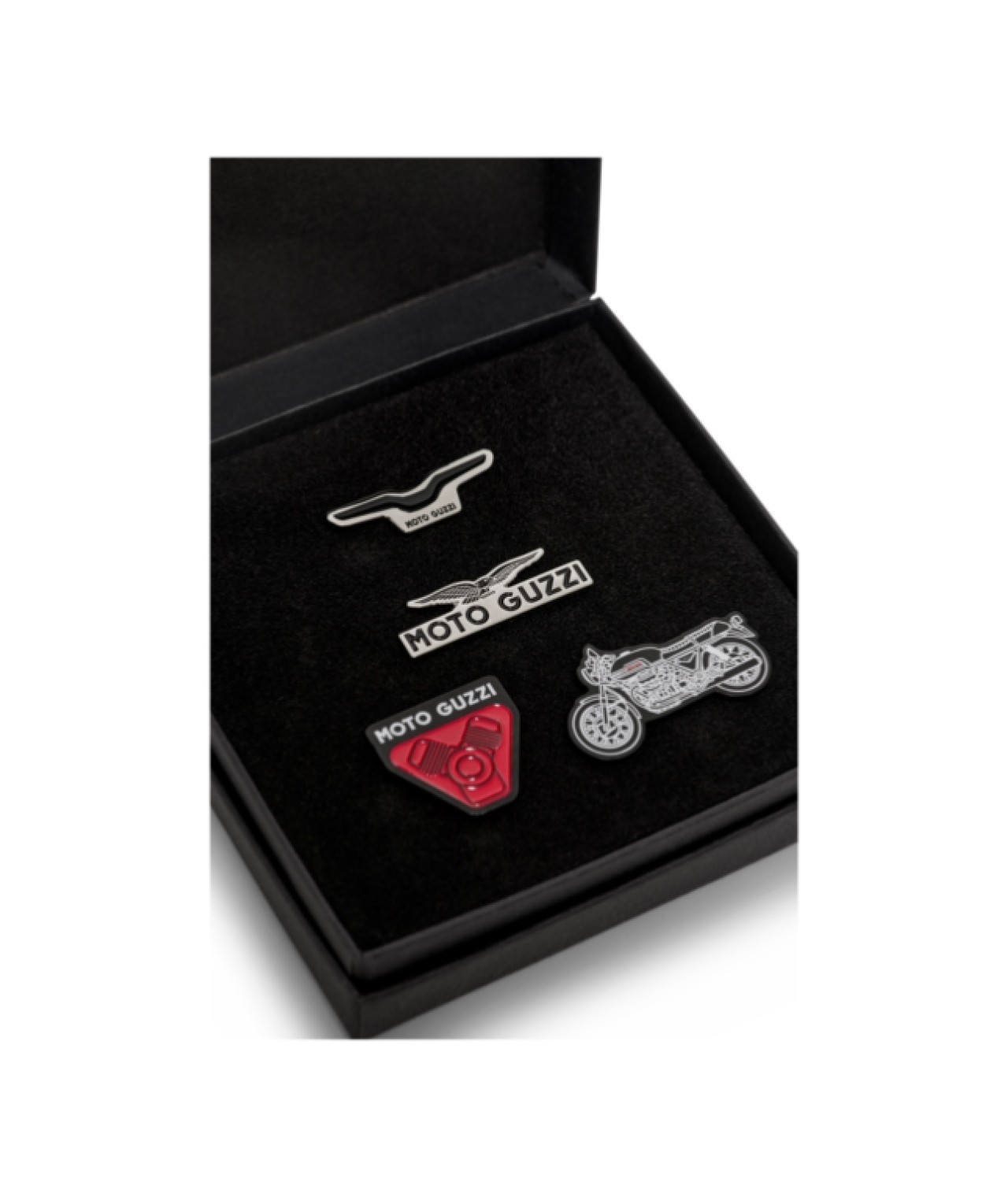 Moto Guzzi Pin-Set, 4 Stück, emailliertes Metall