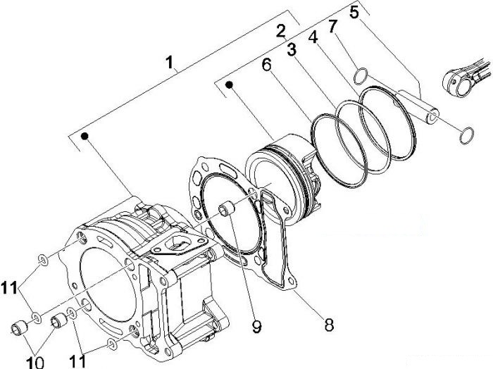 Piaggio Einheit Zylinder-Kolben-Kolbenbolzen X9 250