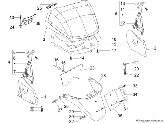 Piaggio Hinterabdeckung - Kotflügellappen X Evo 125