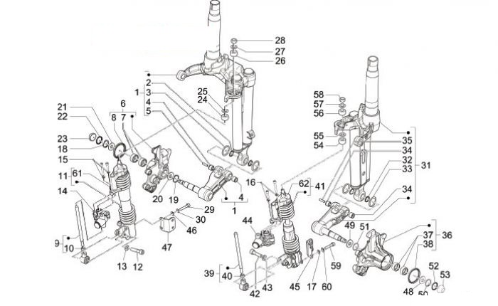 Piaggio MP3 500 Business Gabelkomponenten (Mingxing)