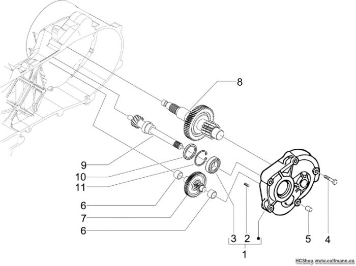 Vespa Einheit Getriebe S 50 4T-4V