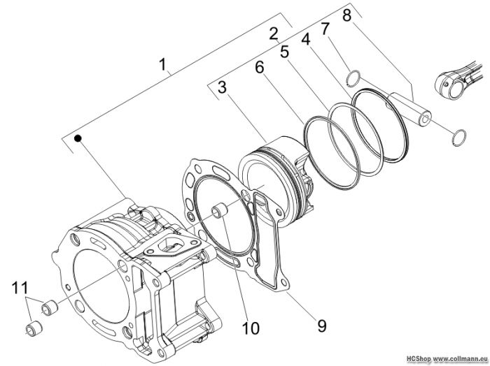 Piaggio Einheit Zylinder-Kolben-Kolbenbolzen X Evo 125