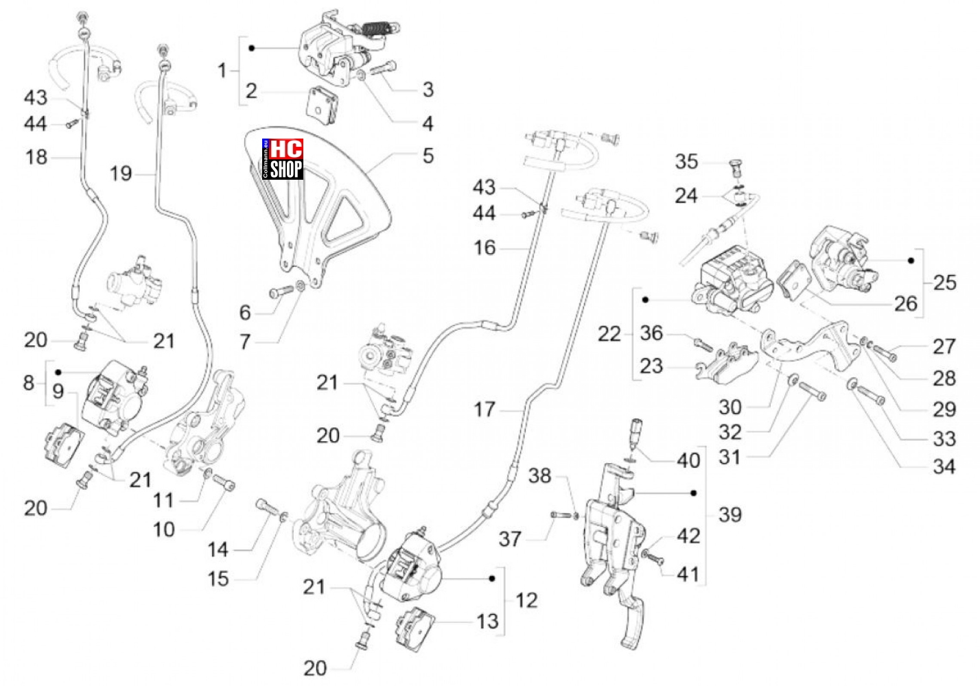 Piaggio MP3 400 HPE E5  Bremsanlage - Bremschlauchen-Bremszangen(ABS)
