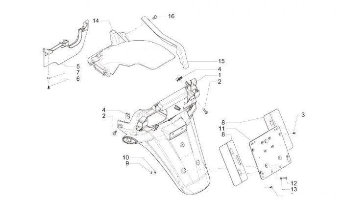 Piaggio MP3 500 Business Hinterabdeckung - Kotflügellappen