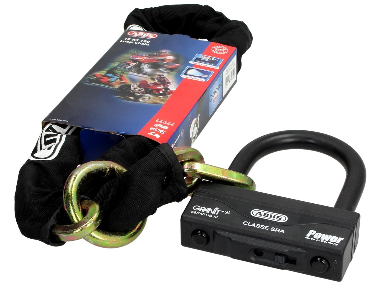 ABUS Granit 58 Schloss-Ketten-Kombination 12 mm, 1,20 m, Security Level 19