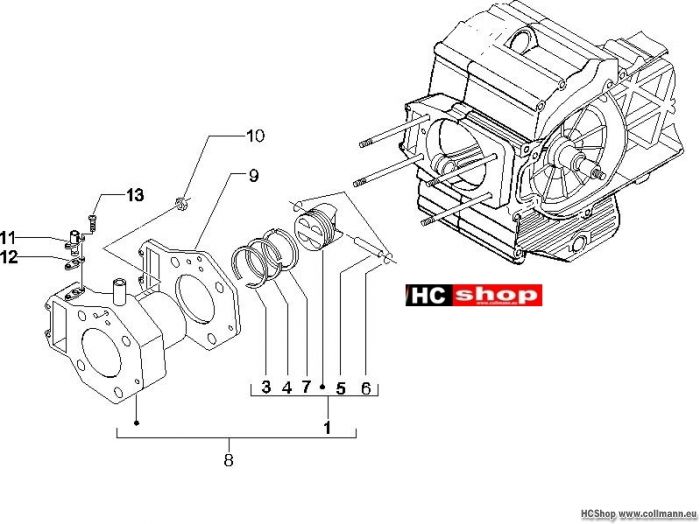 Piaggio Einheit Zylinder-Kolben-Kolbenbolzen X9 500