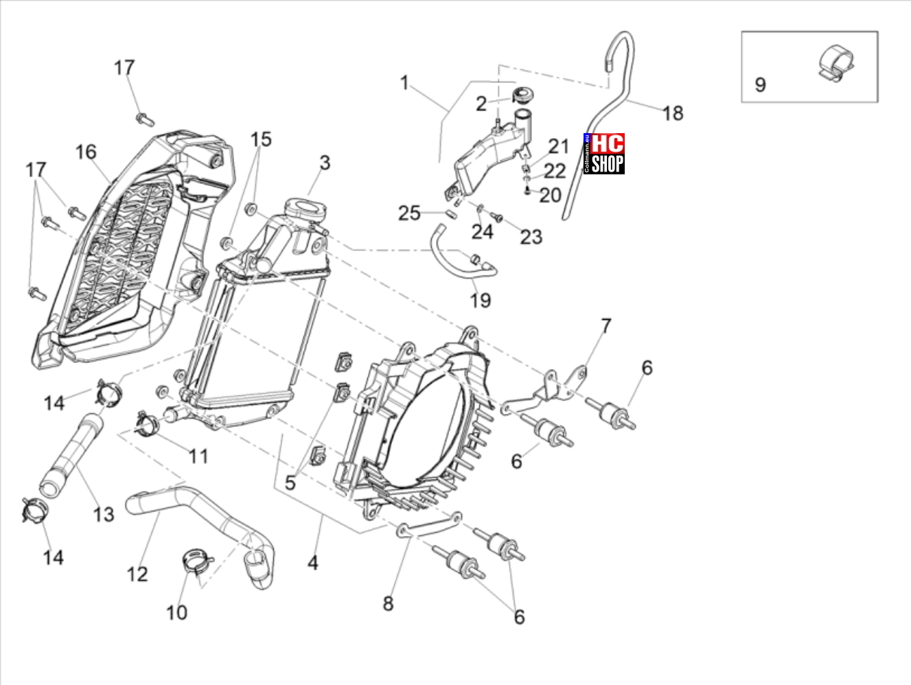 Aprilia SR GT 125 Kühlanlage