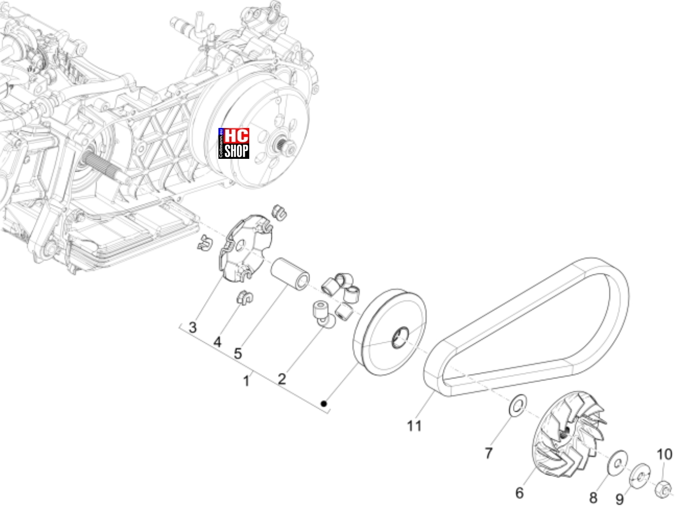 Piaggio Medley 125 E5 Motor Antriebsriemenscheibe
