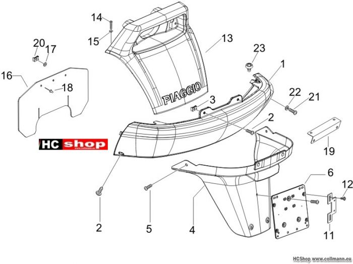 Piaggio Hinterabdeckung - Kotflügellappen X9 500