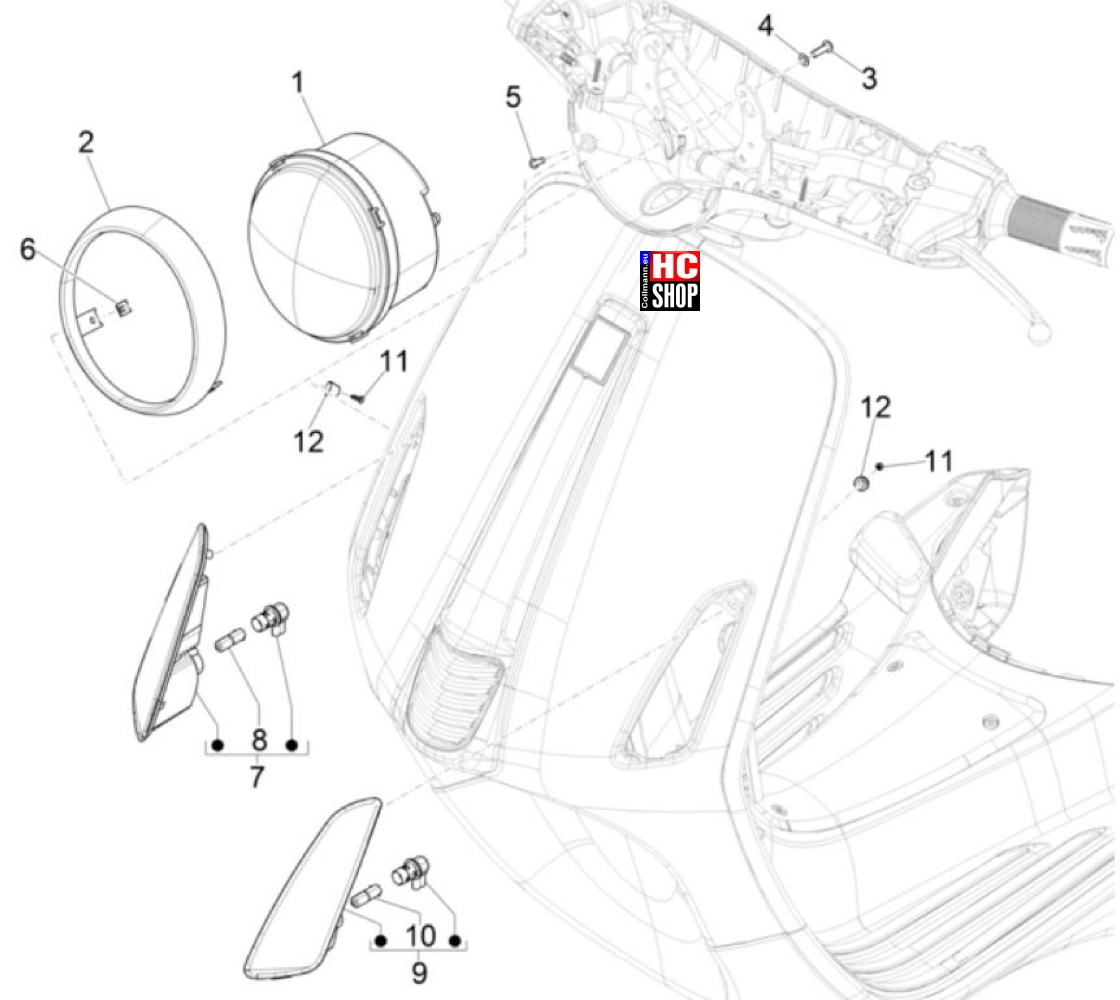 Vespa Elettrica 70KmH E5 Elektrische Anlage - Scheinwerfer