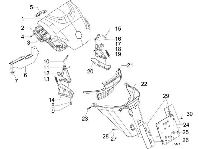 Piaggio Hinterabdeckung - Kotflügellappen MP3 500 LT