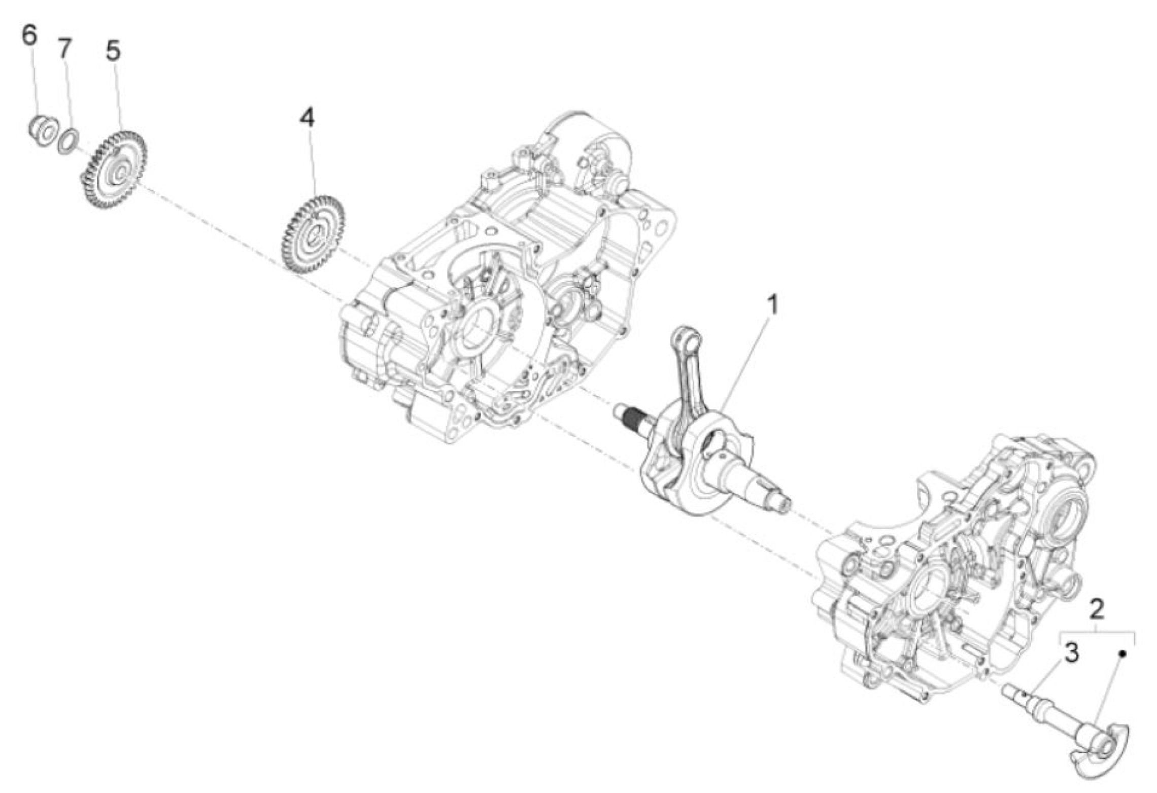 Explosionszeichnung Aprilia RS 125 / Tuono 125 / Tuono 125 ABS Kurbelwelle