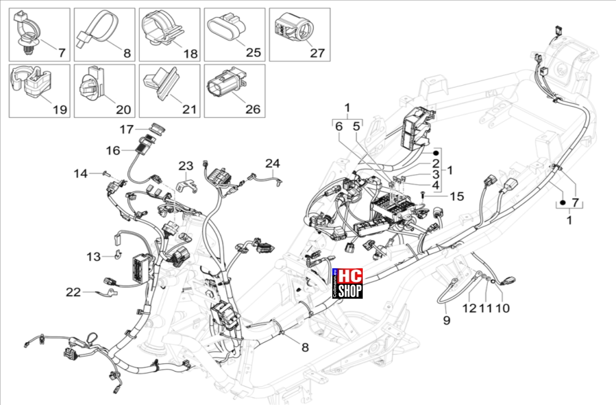 Piaggio MP3 530 HPE Exclusive E5 Elektrische Anlage Hauptkabelbaum