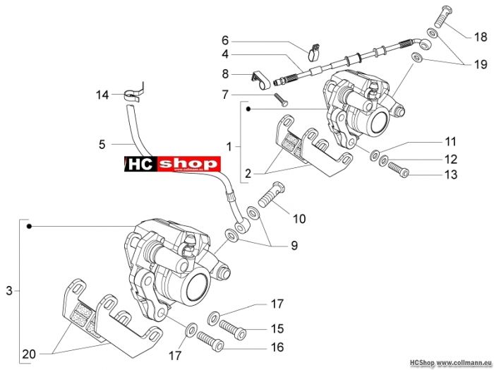 Piaggio Bremschlauchen - Bremszangen nrg power dd