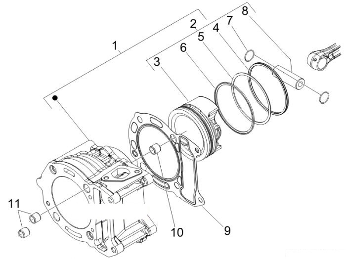Piaggio Einheit Zylinder-Kolben-Kolbenbolzen X7 125