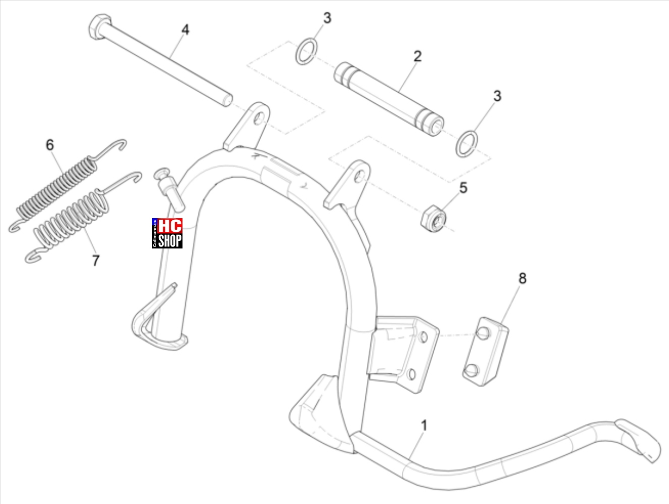 Piaggio ZIP 50 4T E5 Fahrgestell Kippständer