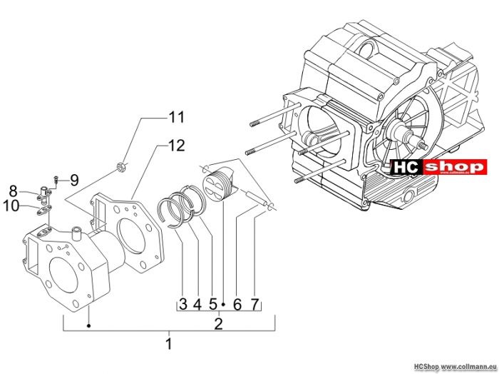 Piaggio Einheit Zylinder-Kolben-Kolbenbolzen MP3 400Sport