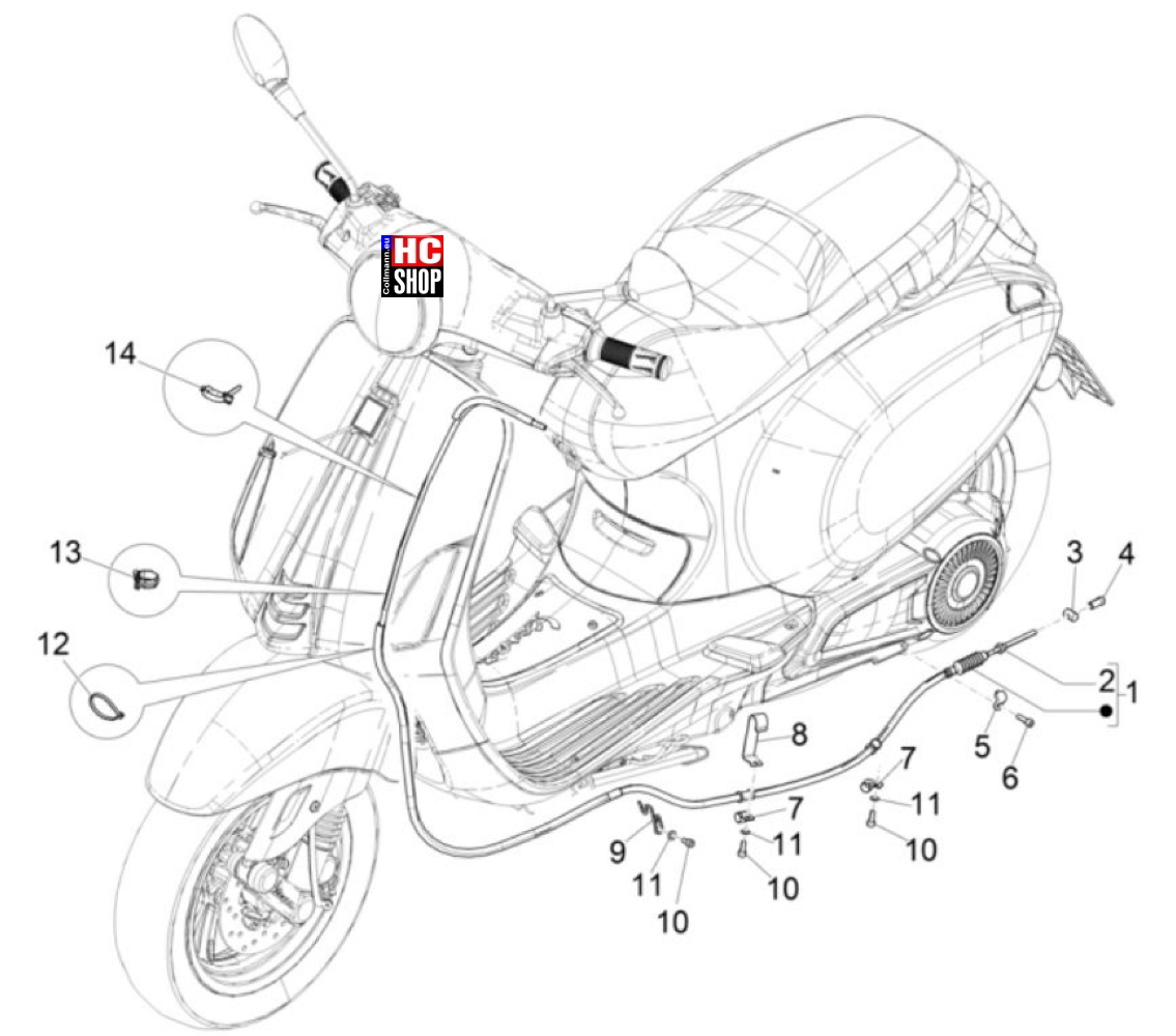 Vespa Elettrica 45KmH E5 Bowdenzüge - Bowdenzüge