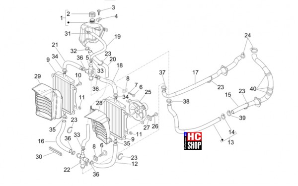 Vespa GTV 300 HPE RST - Fahrgestell-Karosserien - Kühlunganlage