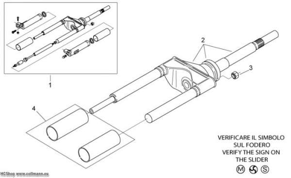 Aprilia Vordergabel I Scarabeo 2T E2 eng.Piaggio 50