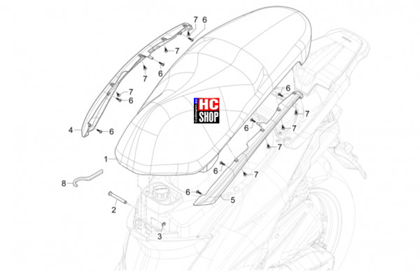 Piaggio Liberty 125 iget E5+ - Fahrgestell-Karosserie - Sitzbank