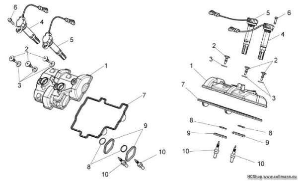 Aprilia Ventildeckel u.Zündspulen Tuono 1000 V4 R STD/APRC