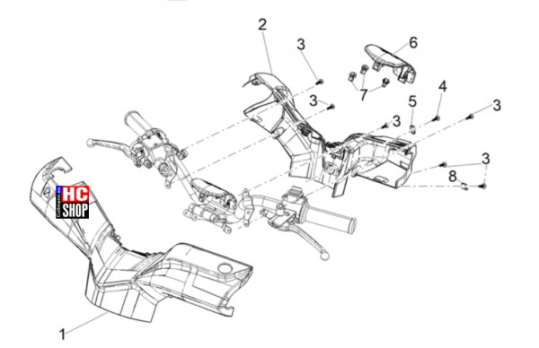 Aprilia SXR 50 E5+ - Lenker-Lenkung - Lenker Deckungen