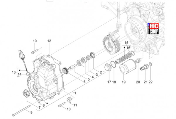 Piaggio MP3 310 HPE Sport E5+ - Motor - Schwungraddeckel-Ölfilter