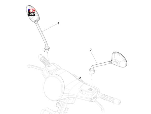 VESPA GTS 125 E5 Fahrgestell Rückspiegel