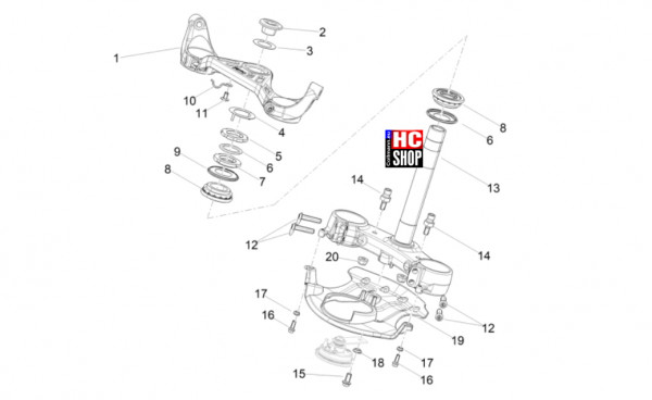 Aprilia RS 457 8V E5 - Lenkstange-Schaltungen - Lenkung